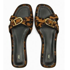 ZARA Animal Print Leather Sandals
